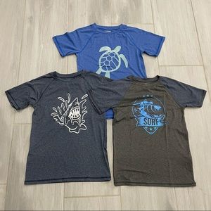 Lot of 3 Kids Graphic Shirt Gray Blue Sz 7-8
